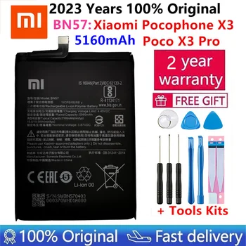 100% оригинална Xiao mi BN57 5160mAh телефонна батерия за Xiaomi Pocophone X3 Poco X3 Pro резервни батерии