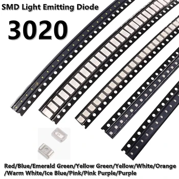  (100pcs) 3020 SMD LED жълто / синьо / зелено / бяло / оранжево / лилаво / розово / червена светлина висока яркост светодиодна лампа мъниста