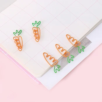 10PCS творчески колоритен плод сладък морков показалец кламер училище офис доставка метален материал подарък канцеларски материали