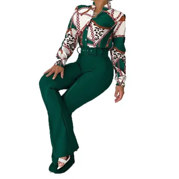 2023 Дашики африкански дрехи есен елегантен африкански печат дълъг ръкав 2 парче Топ дълъг панталон съвпадение комплекти африкански дрехи жени