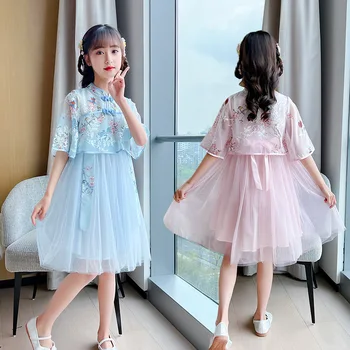 2023 Лято Нови деца Ханфу рокля Прекрасни деца принцеса фея дрехи Традиционно китайско момиче Qipao Cheongsam рокли