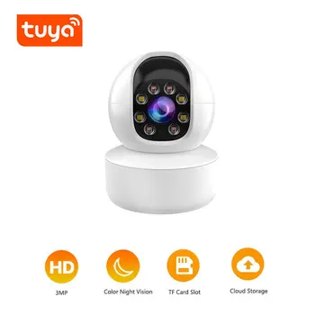 2MP 1080P Tuya APP пълноцветен безжичен PTZ IP куполна камера AI хуманоидно откриване Външна домашна сигурност CCTV Интерком бебешки монитор