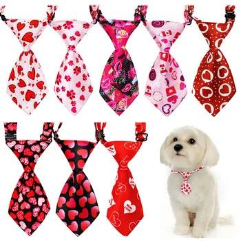 60/80PCS Свети Валентин домашни любимци вратовръзка котка вратовръзка сърце модел регулируеми куче украсяват вратовръзки за малки кучета продукти домашни любимци