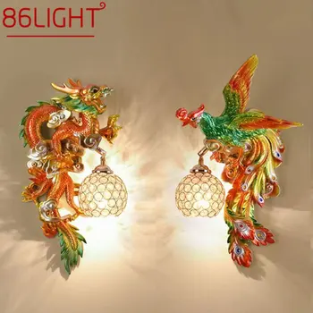 86LIGHT Модерна смола стена лампа LED творчески Devise дракон и феникс sconce светлина декор за дома хол спалня