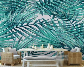Beibehang 3D тапети, зелени абстрактни листа, Средиземноморски живовляк вентилатор, листно растение, TV фон тапет papel de parede