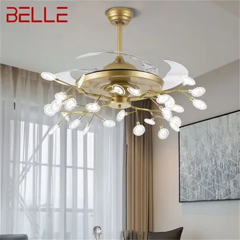 BELLE Нова светлина на вентилатора на тавана Невидима лампа с дистанционно управление Модерен ретро клон LED за домашен ресторант