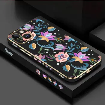 Bright Flowers Луксозен калъф за телефон за iPhone 11 14 14 12 13 Pro Max Mini 6 6S 7 8 Plus XS Max X XR XS капак
