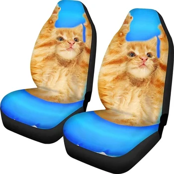 Cat Print Set of 2 for Pet Cat Lovers Elastic Car Seat Covers Non Slip Car Accessories Soft Automotive Seat Cover Universal