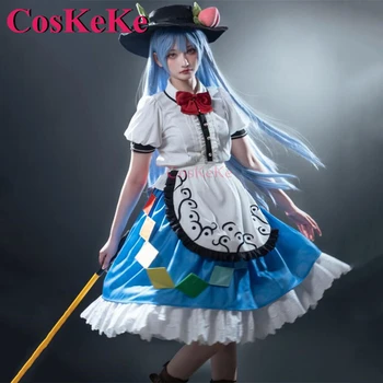 CosKeKe Hinanawi Tenshi косплей игра Touhou проект костюм прекрасен сладък прислужница облекло жени Хелоуин парти ролева игра облекло