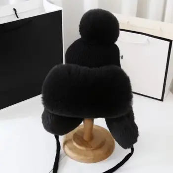 Cozy Warm Hat Ultra-thick Women's Winter Earflap Hat for Outdoor Activities Soft Warm Windproof Knitted Snow Ski Cap for Cold