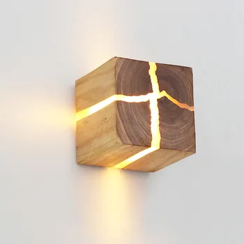Cube Creative смола масивна дървена лампа ръчно изработени стенни лампи коридор лампи нощно нощно осветление коридор стена светлина спалня декор LED