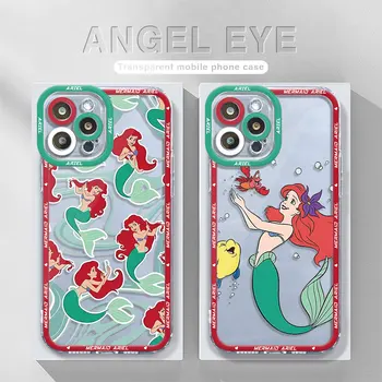 Disney Princess Ariel Калъф за телефон за Apple iPhone 14 Pro 13 Pro Max XR 7 6s 12 Mini X XS 8 11 SE 15 Plus прозрачен мек капак