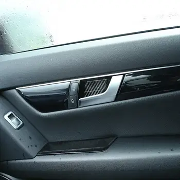 Door въглеродни влакна стикери интериор тапицерия 4Pcs 3K кола дръжка купа капак Decal износоустойчив декор за Mercedes-Benz C-класа W204
