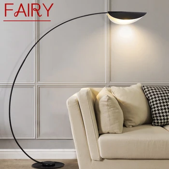 FAIRY Черна риболовна подова лампа Скандинавска модерна семейна всекидневна до дивана Творческа LED декоративна стояща светлина