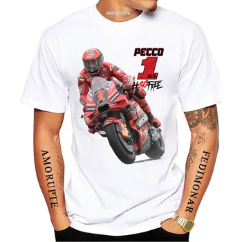 Francesco Pecco Bagnaia 1# GP 2023 Нова тениска за езда Hip Hop Boy Rider Casual T тениски Man Motorcycle Sport Racing White Tees