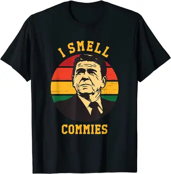 Funny Роналд Рейгън Мириша Commies Политически хумор Подарък тениска Tops Tees Последни потребителски памук мъжки тениски отпечатани