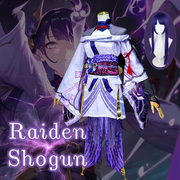 Genshin въздействие Raiden шогун косплей костюм жакард плат униформа перука аниме китайски стил Хелоуин костюми за жени игра