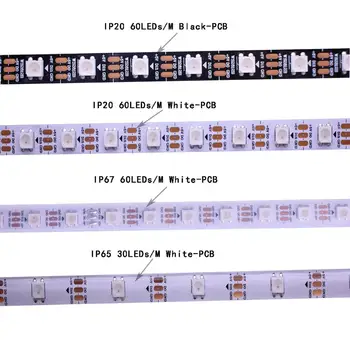 IP65 IP67 IP30 WS2812b led лента piixels лента светлина Икономически индивидуално адресируеми 5m 5050 rgb 30 60 светодиода / m 5v ws2811