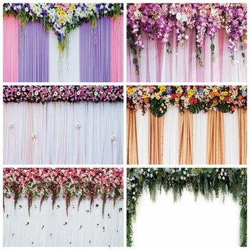 Laeacco пролетни цветя сватба луксозна сцена завеса рожден ден парти фотография фон за фото студио Photocall фон