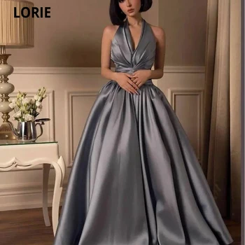 LORIE Грей русалка официални вечерни рокли плисета оглавник дълъг абитуриентски бал рокля жени специален повод парти рокли Vestidos де Noche