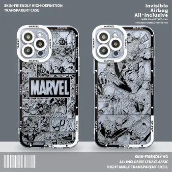 Marvel Comics SpiderMan Hulk Clear Case за iPhone 14 Pro Max 8 6 7 Plus 11 12Pro SE 2020 XR XS 13mini X XSMax прозрачен капак