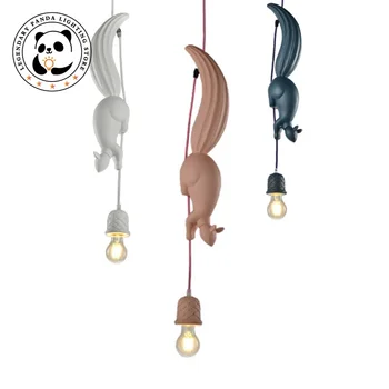Nordic Designer смола катерица Led висулка светлини творчество висящи животински лампа за детска стая кухня таванско помещение декор тела