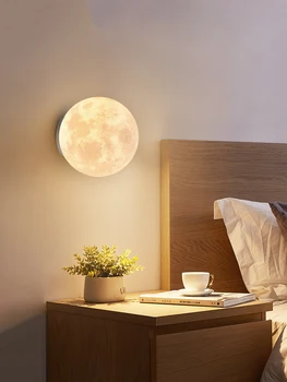 Nordic модерен хол спалня лампа прост творчески луна стена лампа пътека проучване нощно легло лампа телевизия фон стена светлина