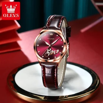 OLEVS Топ марка луксозен кварцов часовник за жени водоустойчив спортен ръчен часовник мода кожена каишка женски часовник Relogio Feminino