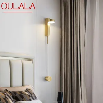 OULALA Nordic месинг стена лампа LED 3 цвята творчески просто злато нощно шкафче светлина за дома хол