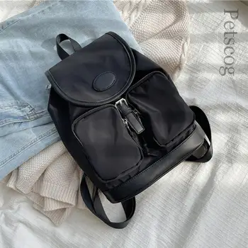 Petscog Canvas Backpack Дамска мулти джобна чанта за пазаруване с голям капацитет 2022 Нова модна тенденция Ежедневни студентски чанти