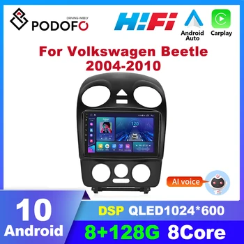 Podofo 2 din Android Car Radio For Volkswagen Beetle 2004-2010 2 din Автомобилен мултимедиен плейър Стерео аудио CarPlay Autoradio GPS