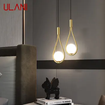 ULANI Съвременна месингова висулка LED златен меден полилей Прост творчески декоративен за домашна спалня