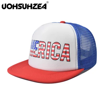 UOHSUHZEA Марка Летен стерео печат Ден на независимостта Нетна шапка Популярен американски флаг бейзболна шапка Открит патешки език хип-хоп шапка