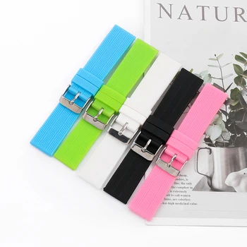 Аксесоари за часовници унисекс открит спорт водоустойчив и устойчив на пот гумен цвят лента за часовник 20mm игла катарама