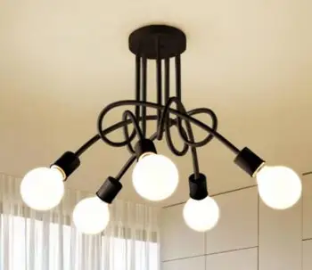 Американски железен таван светлина ретро висулка лампа LED E27 полилей черно и бяло 3/5Heads лампа хол декорация