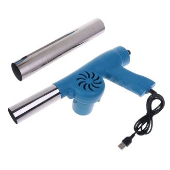 Барбекю електричество въздушен вентилатор Портативен вентилатор за барбекю с USB кабел 2 въздуховод R9UF