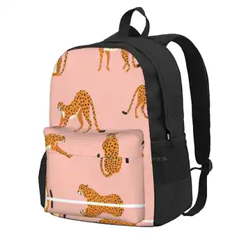 Гепарди модел на розова раница за студент училище лаптоп пътуване чанта абстрактен африкански фон голяма котка гепард декоративни