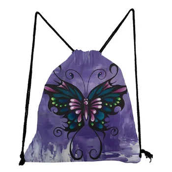 Дамски раница обувки чанти преносими случайни красива пеперуда печат шнур джоб пътуване високо качество мек гръб чанта по поръчка