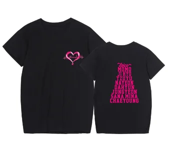 ДВА ПЪТИ Лятна тениска Kpop Мода Свободна тениска с къс ръкав Жени Мъже Корейски Популярни Y2k T риза два пъти Tzuyu Mina Sana Фенове Дрехи