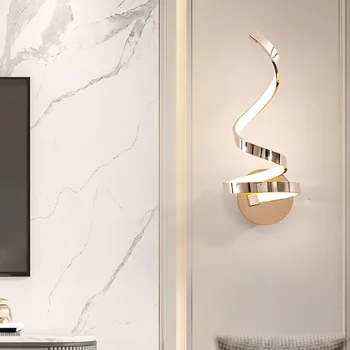 Дизайнер Модерен прост и лек луксозен алуминиев специален LED дом Creative пътека спалня хол стена лампа
