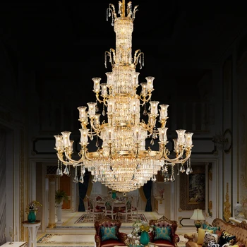 Европейска луксозна вила хол кристална висулка светлина френски висок клас атмосфера дуплекс спалня декоративно осветително тяло