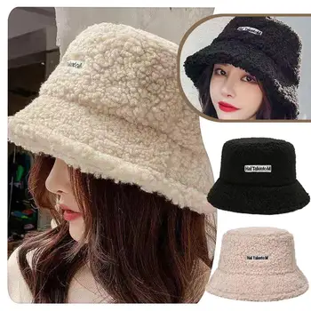 Есенна и зимна рибарска шапка Дамска корейска модна шапка Net Lamb Casual Plush Pot Hair Teddy Tide Red Versatile Hat P4K4