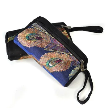 Етнически стил бродирана чанта Дамска чанта Чанта за китка Нулева чанта Чанта за мобилен телефон Модна преносима ежедневна платнена чанта