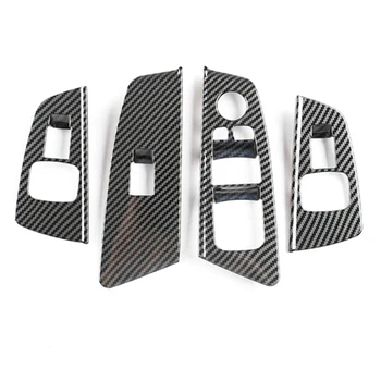 За -BMW Серия 5 G30 2018-2022 Въглеродни влакна кола прозорец асансьор превключвател бутон капак подстригване рамка стикер аксесоари