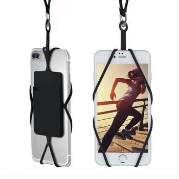 За Elephone A6 Mini A6 Pro Case Силиконов държач за карти Торбичка Гумена каишка за врата Телефон Cover За Elephone A2 A3 A4 Pro A5 A8