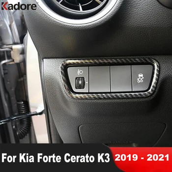 За Kia Cerato Forte K3 2019 2020 2021 Въглеродни влакна кола интериор фаровете превключвател бутон капак подстригване стикер аксесоари LHD