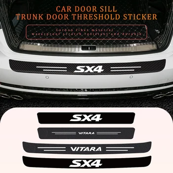 За Suzuki SX4 Vitara Праг на вратата на автомобила Заден перваз на багажника Износоустойчиви стикери от въглеродни влакна Авто аксесоари за външно подрязване