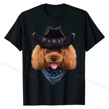 Игрива играчка пудел куче в каубойска шапка и бандана тениска дизайнер мъжки тениска Camisa Tees памук нормален