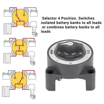 Изключете ротационния превключвател 4 позиция 32V 350 Amp E-Series водоустойчив изолатор с двойна батерия ON / OFF превключвател