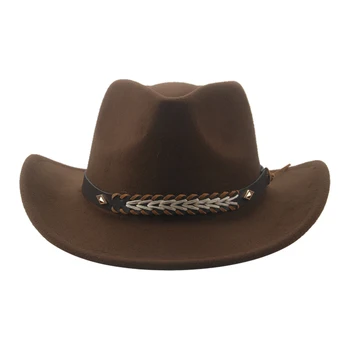 Каубойска шапка Man Hathats за жени Big Brim Solid Панама Western Cowboy Мъже Caps Cowgirls шапка мъжки колан Sombreros Sombrero Vaquero